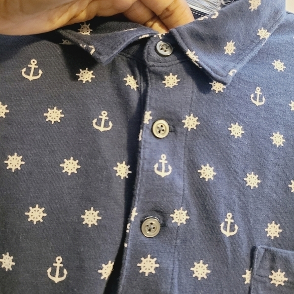 J. Crew Mercantile | Men's Quarter Button Anchor Wheel Navy Shirt (Size XL) - Picture 8 of 13